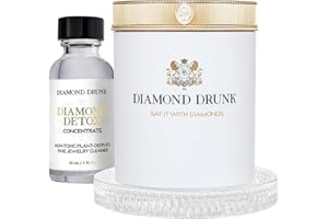 Diamond Drunk The Starter Collections - Non-Toxic, Fine Jewelry Cleaning Kit for Diamond, Gold, & Platinum Rings & More - 2 Months Supply of Safe, Sustainable Cleaner to Restore Shine - Patented Bauble Basket & Reusable Vessel