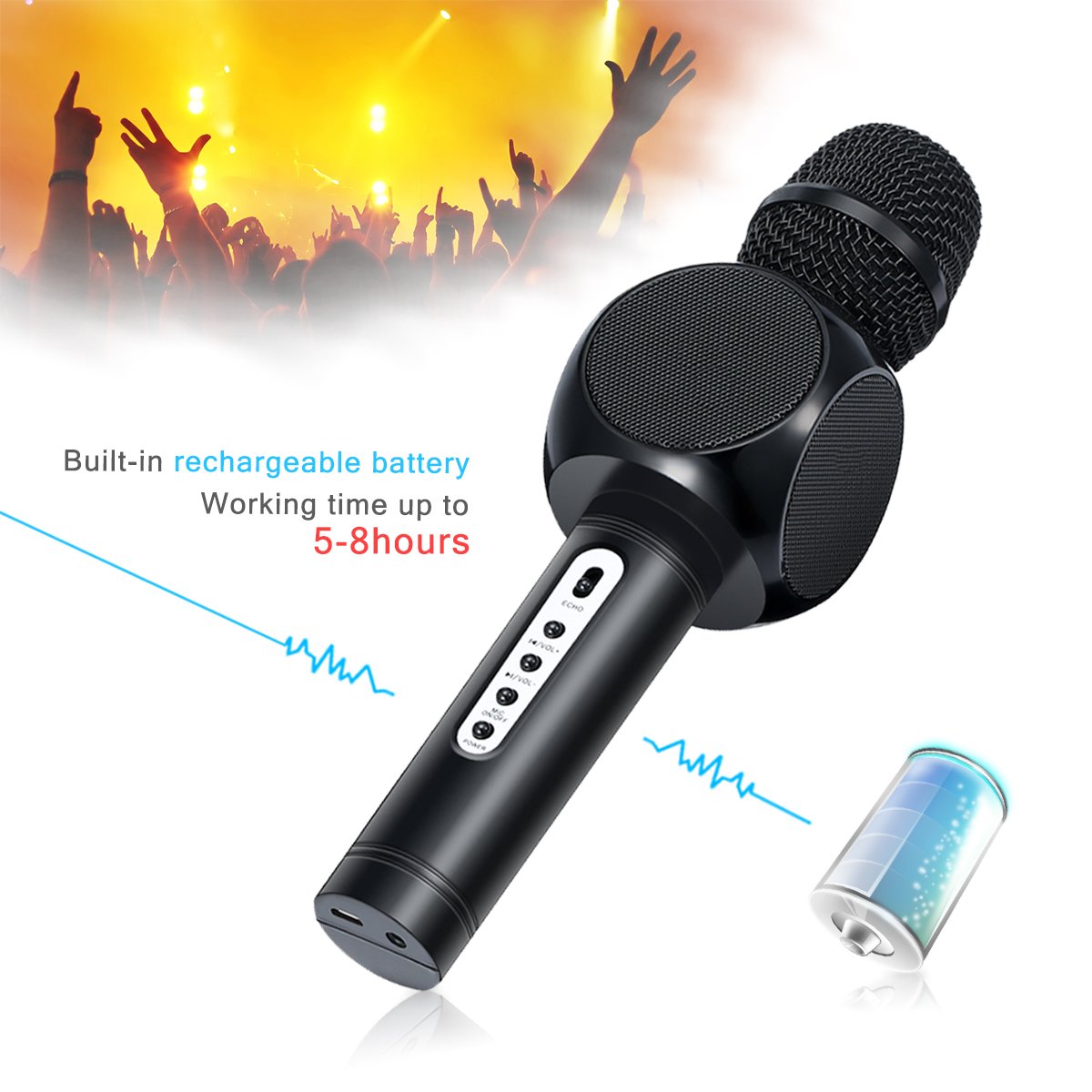 Wireless Karaoke Microphone, NASUM 4in1 Handheld bluetooth Microphone