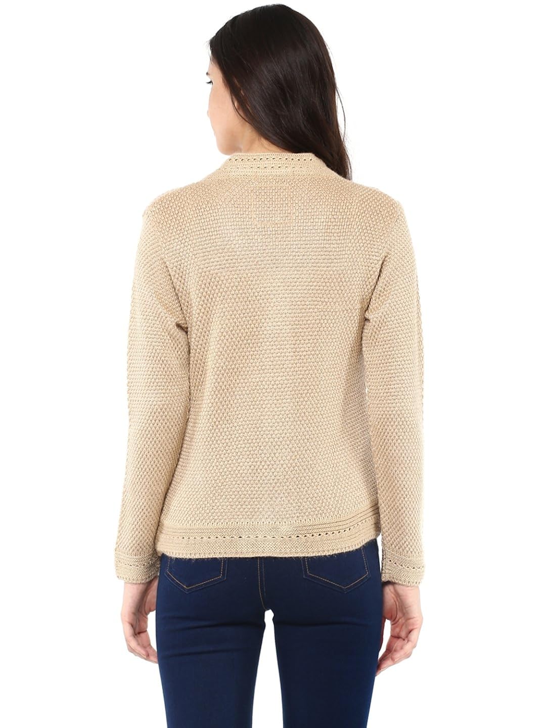 cayman women beige self-design cardigan