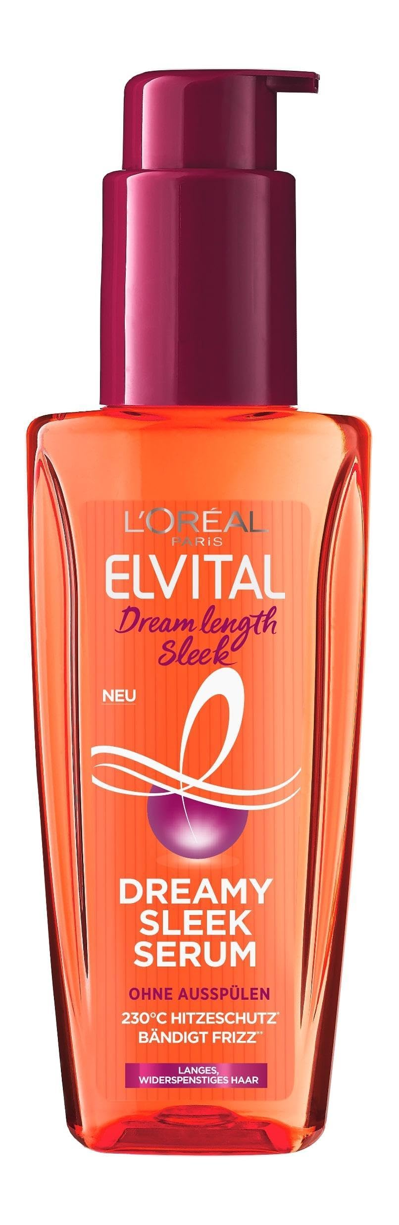 LOréal Paris Elvital - Silicone-free hair serum, heat protection for long and unruly hair, leave-in hair oil with vegetable proteins and cocoa butter, serum