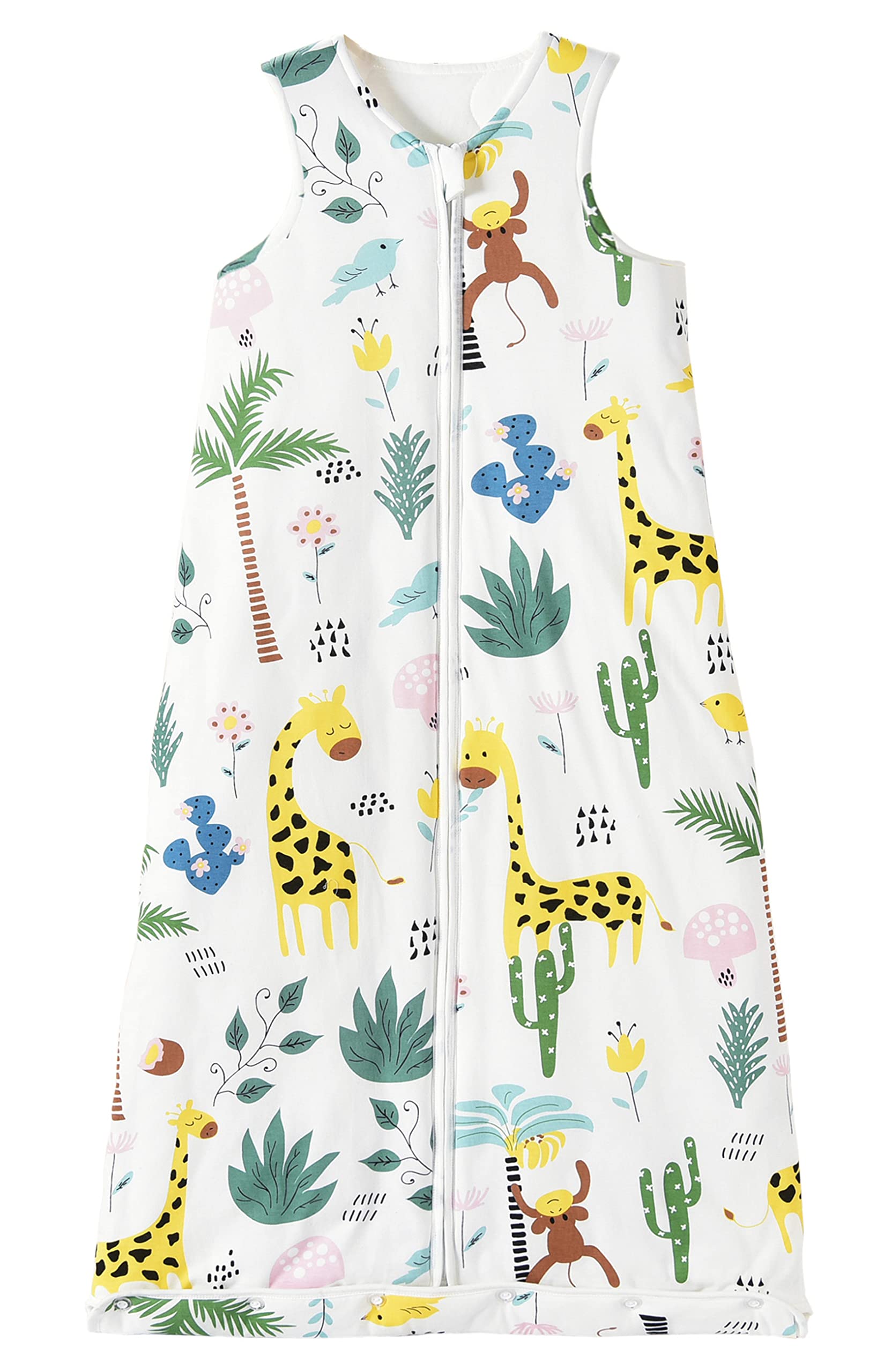 Chilsuessy Toddler Sleeping Bag 2.5 tog Baby Sleeping Bag, Adjustable Length, Nursery Bedding Kids Wearable Blanket Cotton Sleeping Sack for Infant Boys Girls, Giraffe, 130cm/4-5 Years