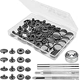 Metal Snaps Buttons, 48 Pcs Snap Buttons for Sewing, Heavy Duty Snap Fasteners for Clothing, Shoes, Jeans, Denim Jackets, Bag