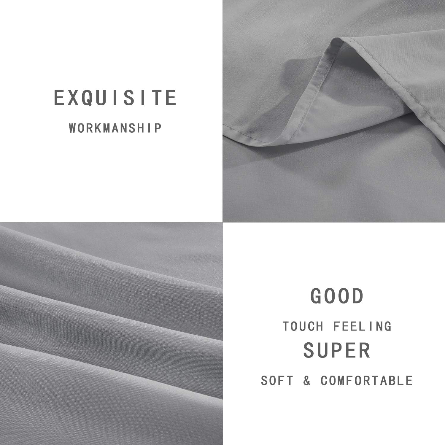 softan King Bed Sheet Set,1 Flat Sheet,1 Deep Pocket Fitted Sheet, and 2 Pillow Cases, 4 PC Brushed Microfiber Bedding Sheet Set, Breathable & Silky Soft Feeling Sheets（Light Grey）: Home & Kitchen