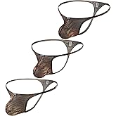 iKingsky Men's Tiger Stripes G-string Sexy Swimming Thong Underwear Low Rise Y-back Pouch Under Panties