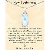 YEETONDA Natural Gemstone New Beginnings Graduation 925 Sterling Silver Plated with 18K Gold Protection Necklace for Women