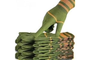 5-Pack Nylon Gloves - Lightweight Grip for Cycling Fishing Camping, Elastic Closure, One Size Fits All, Green