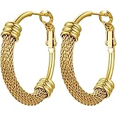 PROSTEEL 30/40/60/80/100mm Chunky Hoop Earrings For Women Gold Plated/Black Stainless Steel Hoops Earrings Statement Jewelry