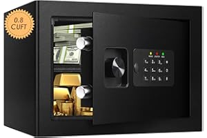 Tenamic Deluxe Safe Box Electronic Digital Lock Box, Keypad Small Security Box Cabinet Safes, Steel Alloy Office Hotel Home Mini Safe with 2 Passwords, 0.8 Cuft Black