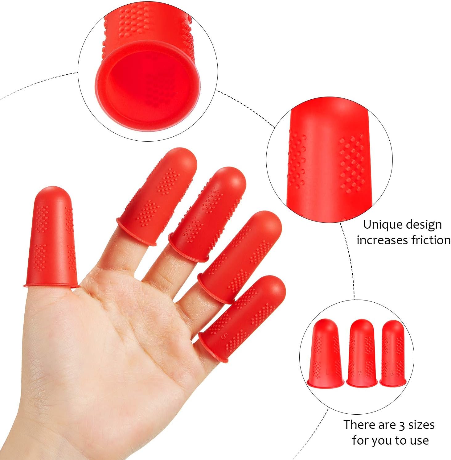 20 Pieces Rubber Fingers Tip Finger Pad Grip Reusable Finger Cover Protector for Money Counting