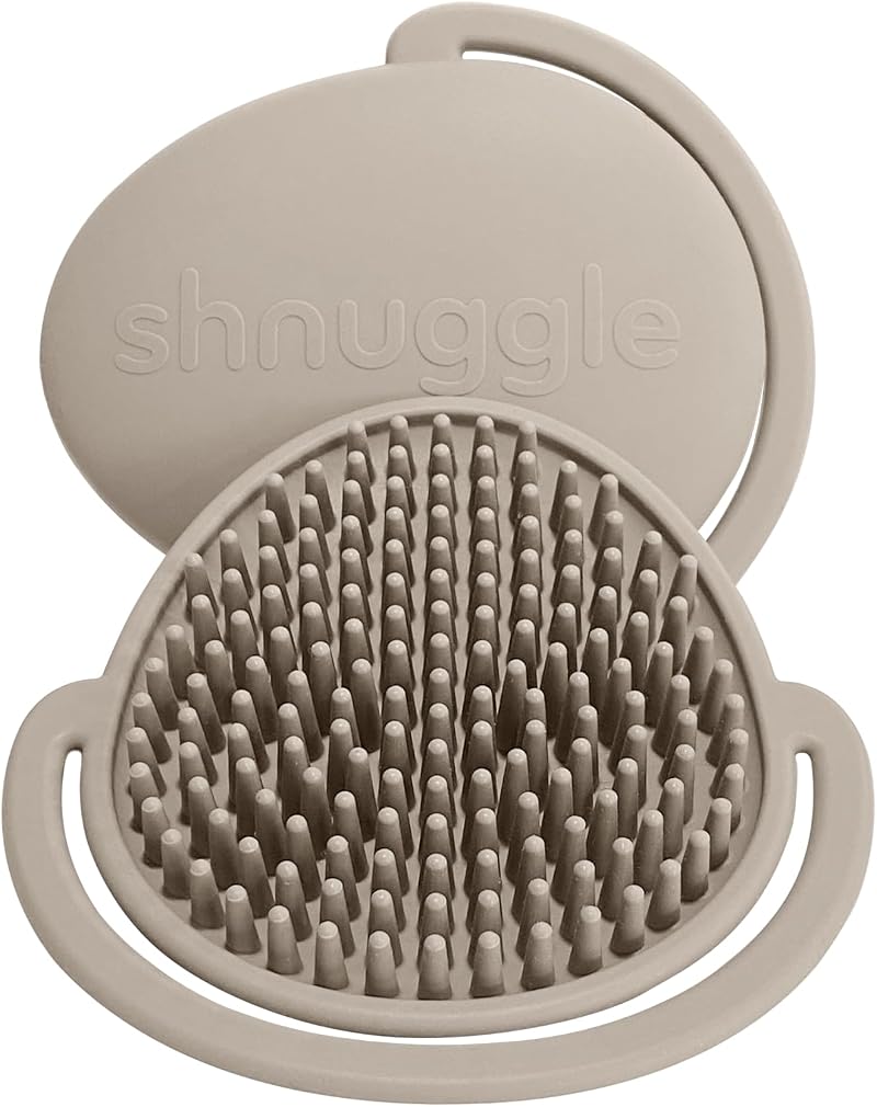 Shnuggle Cradle Cap Brush – Soft Silicone Baby Head Massage Brush Taupe