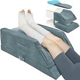 KingPavonini 4-Height Adjustable Leg Elevation Pillow, Double Leg, Grey | Soft &amp; Supportive Memory Foam, Keeps Leg/Knee Straight for Pain &amp; Swelling Relief, Fits Various Heights, Non-Slip &amp; 4 Handles