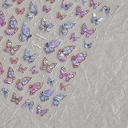 Butterfly Nail Art Stickers Decals Purple Pink