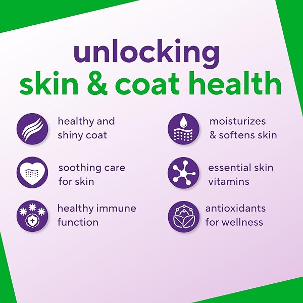 VITAFUSION FOR DOGS SKIN & COAT SUPPLEMENT, OMEGA 3 SALMON OIL & VITAMIN E – SUPPORTS HEALTHY SKIN, SHINY COAT & MOISTURE BALANCE, VET FORMULATED 120 CHEWS.