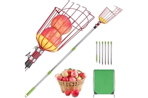 TOOVEM A FAMILY OF MANUFACTURERS TOOVEM Fruit Picker Pole Tool with Basket Telescoping 8FT Long Handle, 66-96 Inch Adjustable Fruit Picking Basket for Getting Fruits Lemons Apples Guavas Avocados Pears Mangoes Oranges