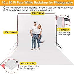YAYOYA White Backdrop for Photoshoot, 10x20 ft