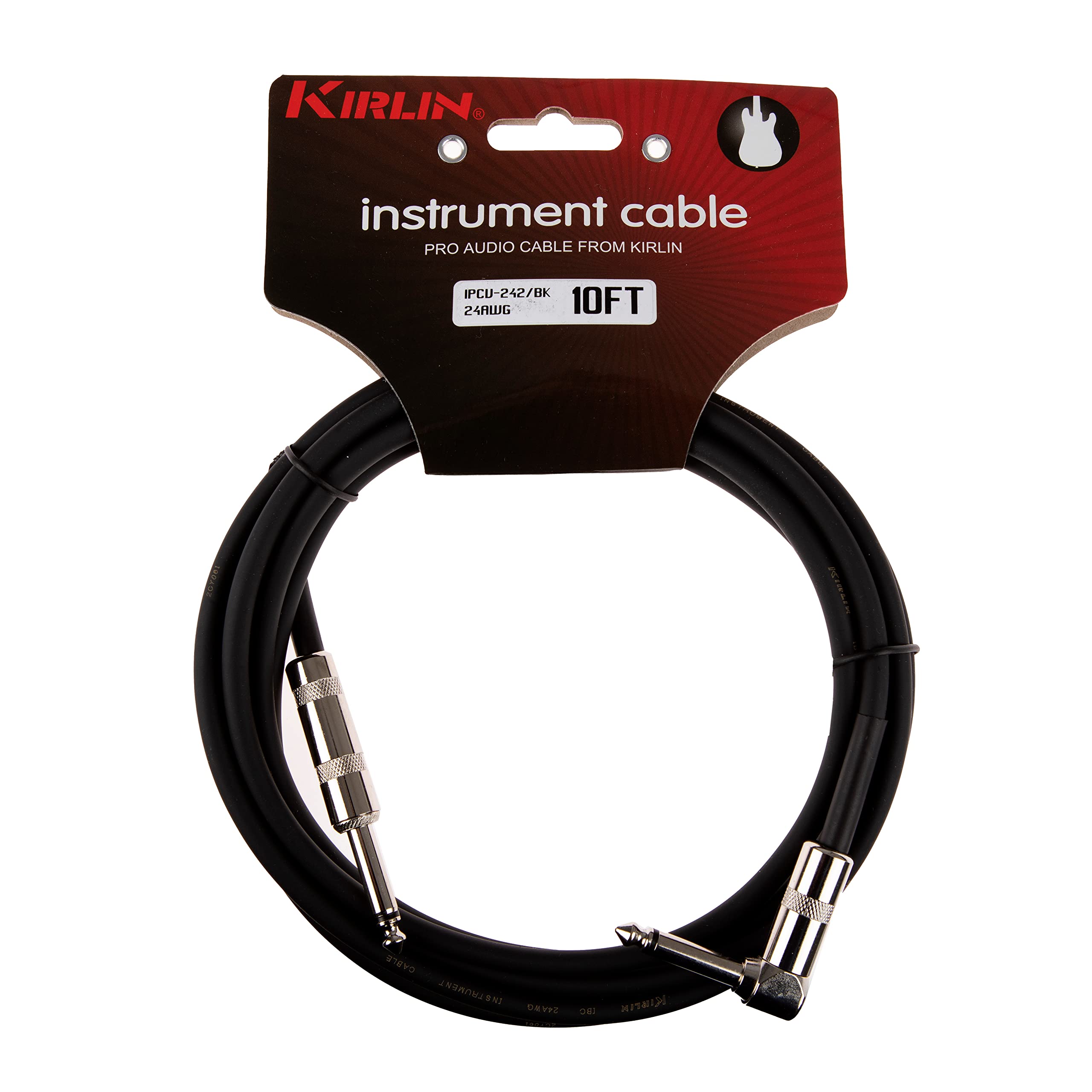 Kirlin Deluxe Series Straight to Angled Guitar Cable 3m - Black