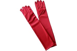 Aslana 14"-15" Elbow Long Satin Gloves for 4-9 yrs Girls Kids Flower Girls Princess Cosplay