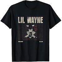 Rock Off T-Shirt Officiel Lil Wayne Face Infill - Noir - Impression Avant Et Dos