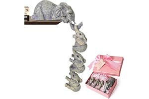 TBOLINE Gifts for Mom-Elephant Decor Figurines,Elephant Sitter Mothers Hanging Babies Statue Hanging Off The Edge Collections Figurines for Mother Feets Day (4PCS+Gift Box)