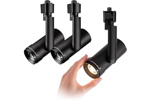 mirrea LED Track Lighting Heads with 24° to 60° Adjustable Beam Angle H Type 13.5W 90 CRI 3000K Warm White Black Painted Pack of 3