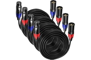 Seefeful 4 Pack, 50 FT XLR Male to Female Cable Professional Balanced Microphone Lead XLR Male to Female Cables, Extension Mic Cable Cord