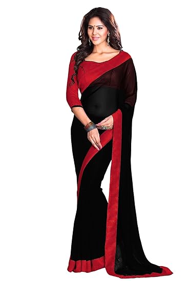 Womens Georgette Saree With Blouse Piece