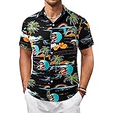bakjuno Funky Hawaiian Shirt for Men's Ugly Beach Shirts Casual Vacation Beach Button Up T-Shirt