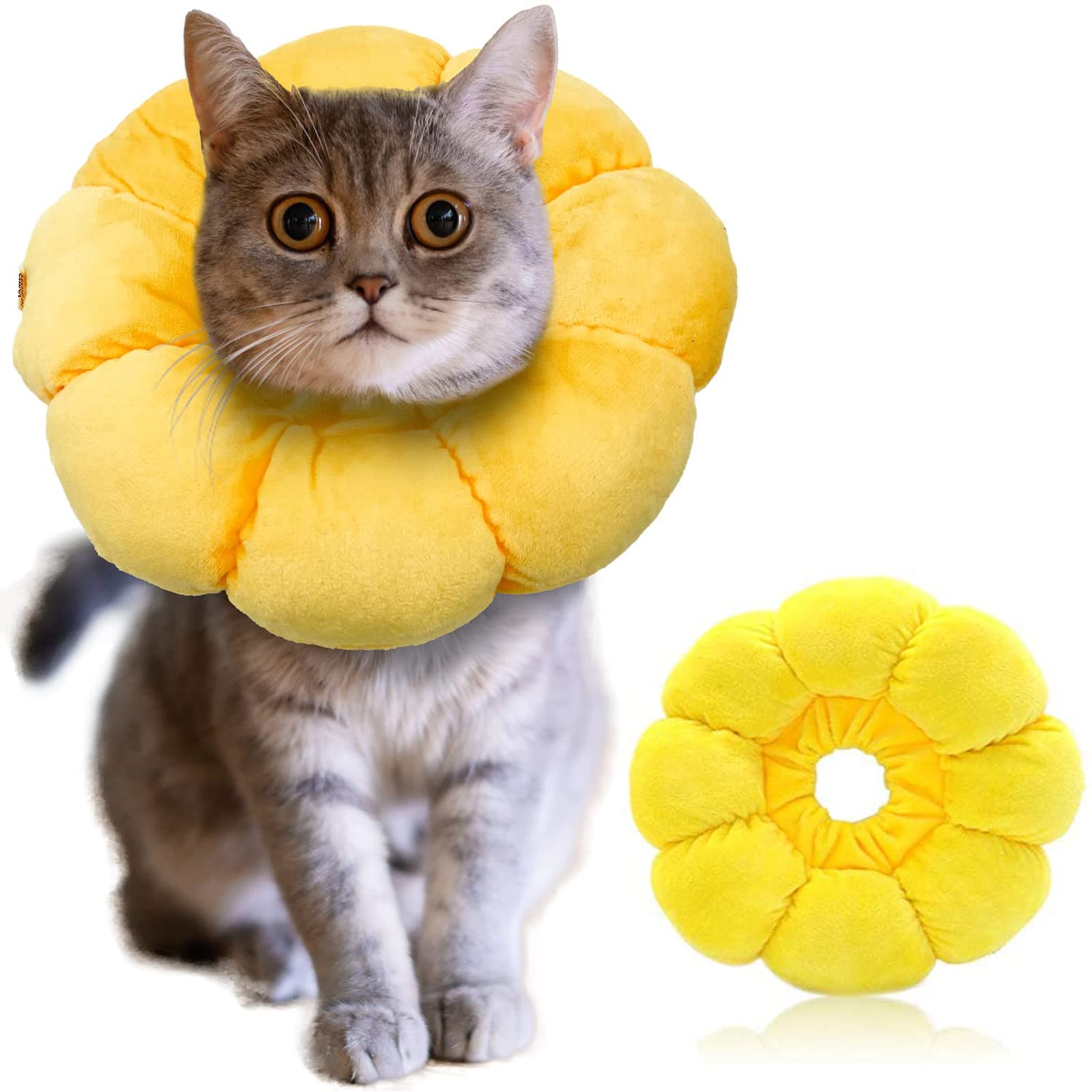 IOSPKKIO Collar for Cats and Small Dogs, Adjustable Collar After Surgery, Soft Sunflower Recovery Collar Cone