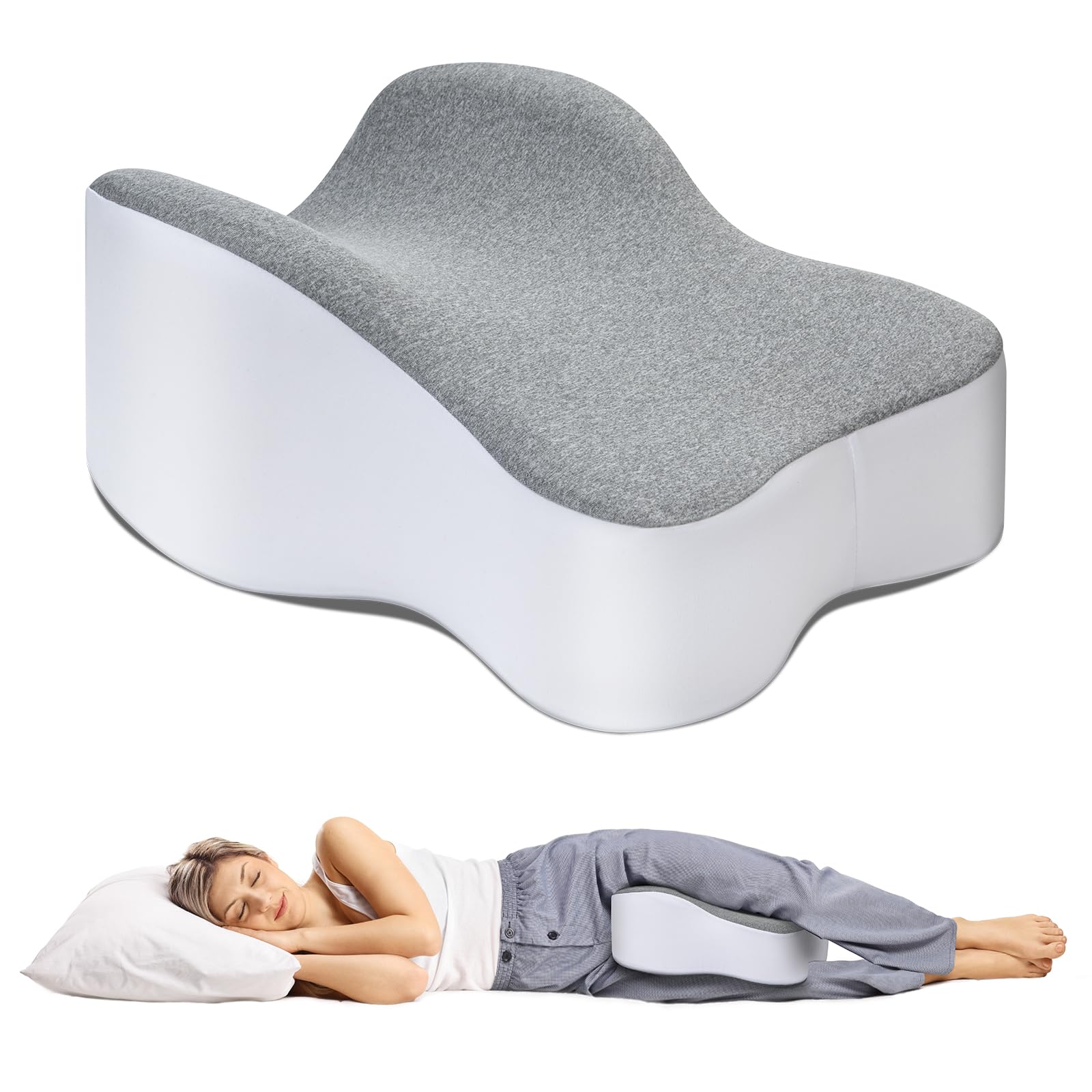 Photo 1 of UJPFEO Knee Pillow for Side Sleepers,Leg Pillows for Sciatica,Knees,Hips,Joints Between Legs,Back Pain Relief When Side Sleeping Spine Alignment Support for Knee Surgery Recovery
