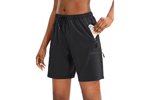 SANTINY Women's 5''/ 7''/9'' Hiking Cargo Shorts with 4 Zipper Pockets | Quick Dry, Lightweight, Athletic, Golf, Camping, Cas