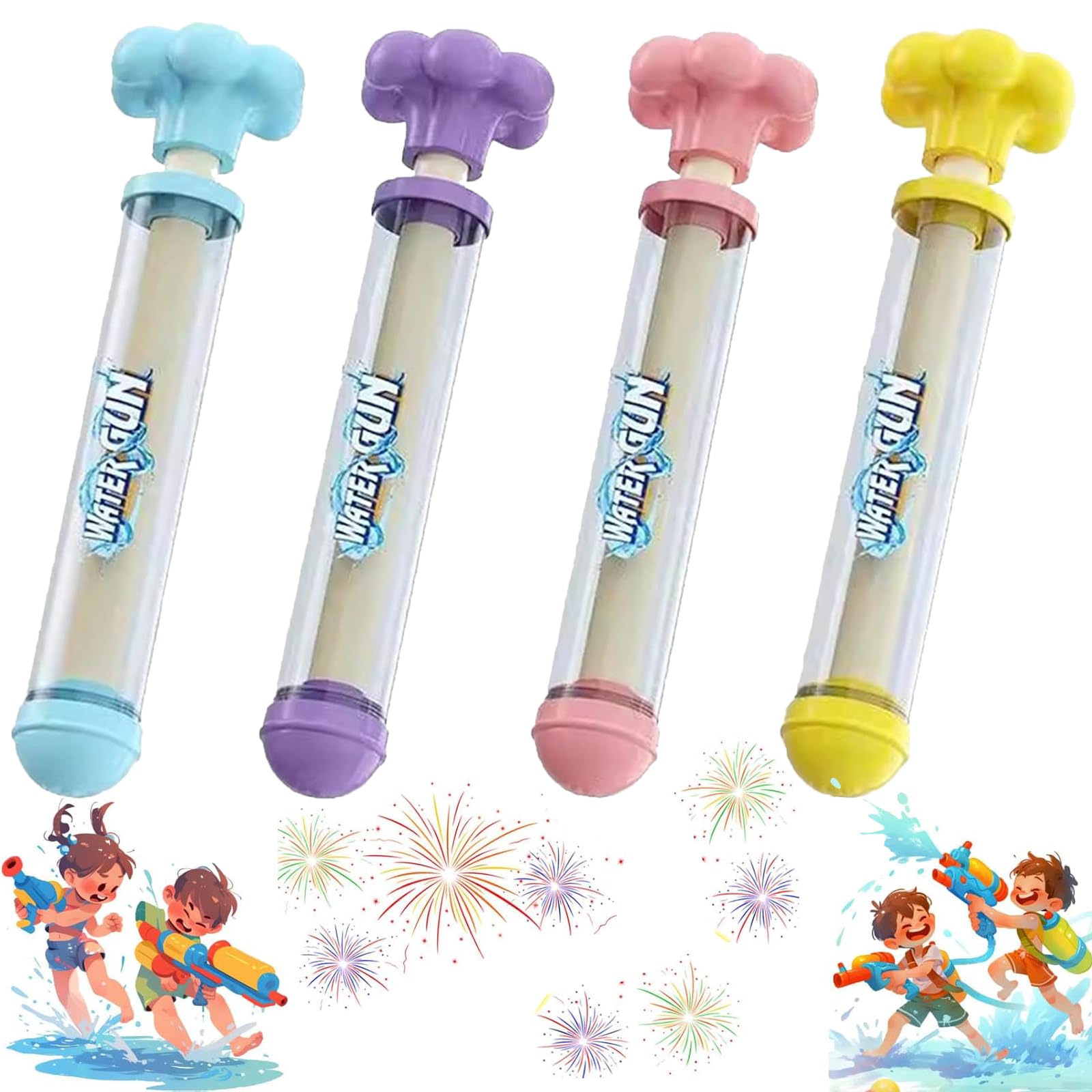 Photo 1 of **MISSING THE BLUE ONE***Firework Water Gun, Romantic Fireworks Style Water Spray Toy for Couples, High Pressure Pull-Out Sprinkler Spray Toys for Bathing (Pink, Yellow, Purple and Blue)