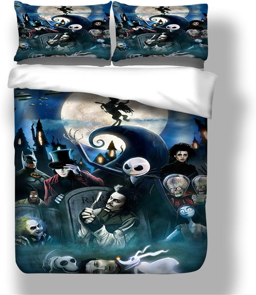 Bedding set Double 200x200cm Halloween Fright Devil Magician Skull Personality Quilt Cover + Pillow Case Bedding set