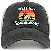 Jimmy Hat It's 5 O'Clock Somewhere Hat Trucker Hat Men Vintage Mesh Cap for Summer