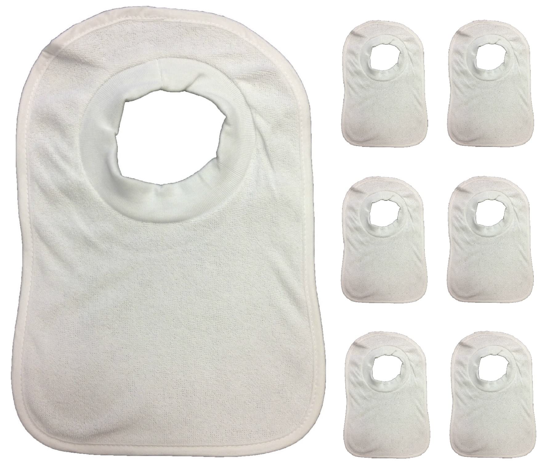 7 Pack Popover Baby Bib Bibs White Soft Towelling Unisex Multi Pack