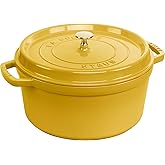 Staub Cast Iron Round Cocotte, Dutch Oven, 7-quart, serves 7-8, Made in France, Citron