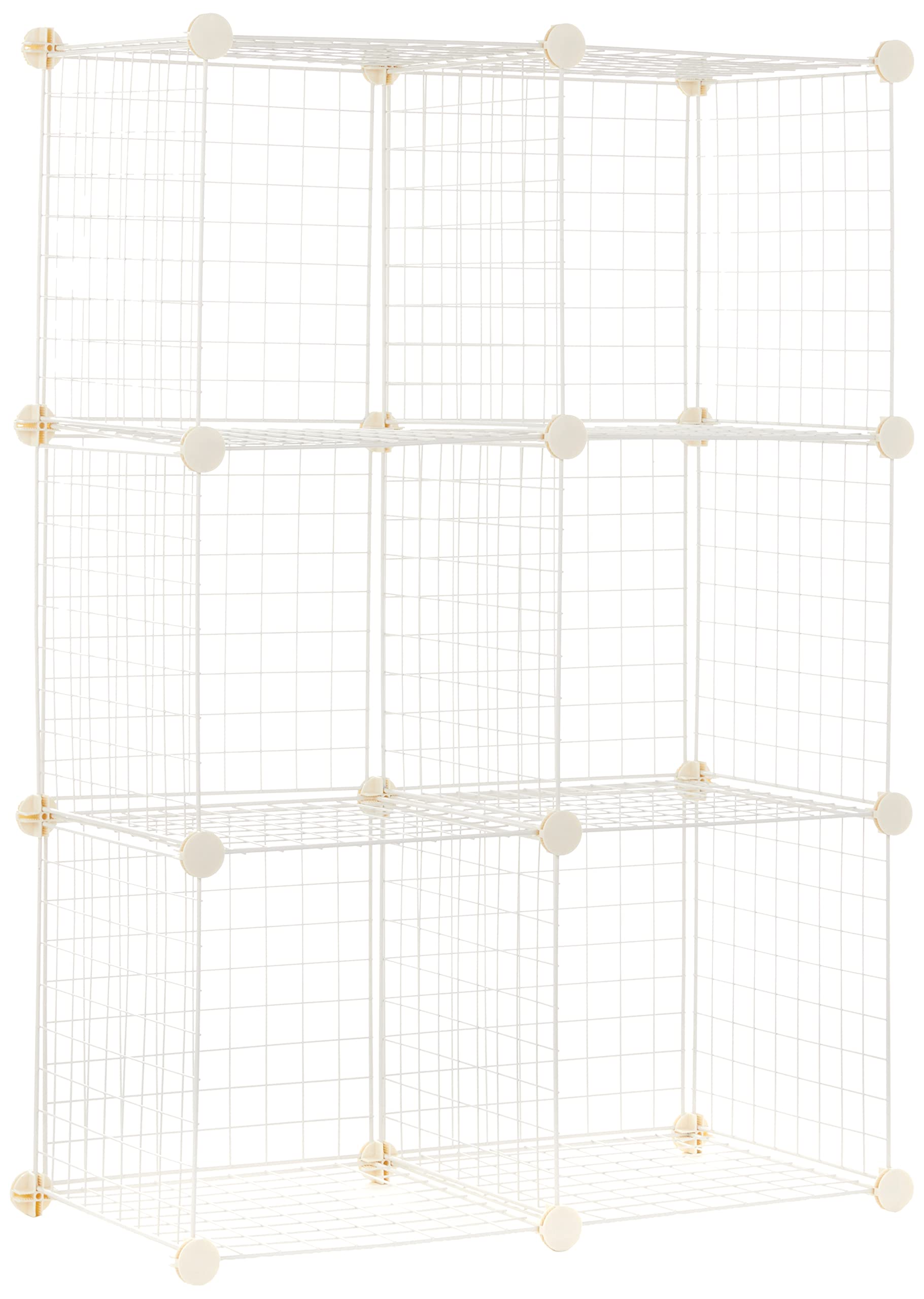 Photo 1 of Amazon Basics 6 Cube Wire Grid Storage Shelves, Stackable Cubes, White, 14.6" D x 30.3" W x 44.8" H