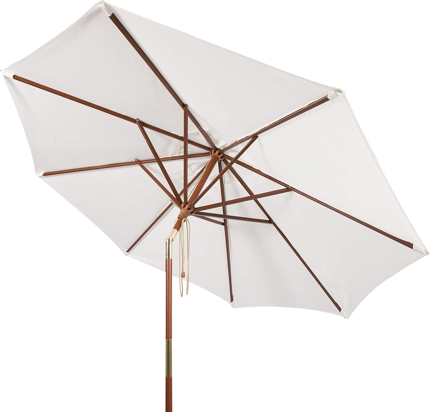 Amazon Com Safavieh Pat8009e Collection Cannes White 9ft Wooden Outdoor Umbrella Garden Outdoor