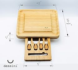 DESSINI Natural Bamboo Cheese Board and Cutlery