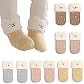 BEHELE Baby Newborn Warm Thick Socks Toddler Winter Cozy Thermal Crew Cartoon Socks for Girls Boys Infant 5 Pairs