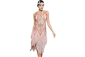 PrettyGuide Women's 1920s Flapper Dress Vintage Swing Fringed Gatsby Roaring 20s Dress