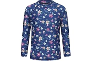 AISYEE Girls Long Sleeve Rash Guard Swim Shirt for Girls One Piece Swimsuits with UPF 50+ Sun Protection Bathing Suits 3-16 Years