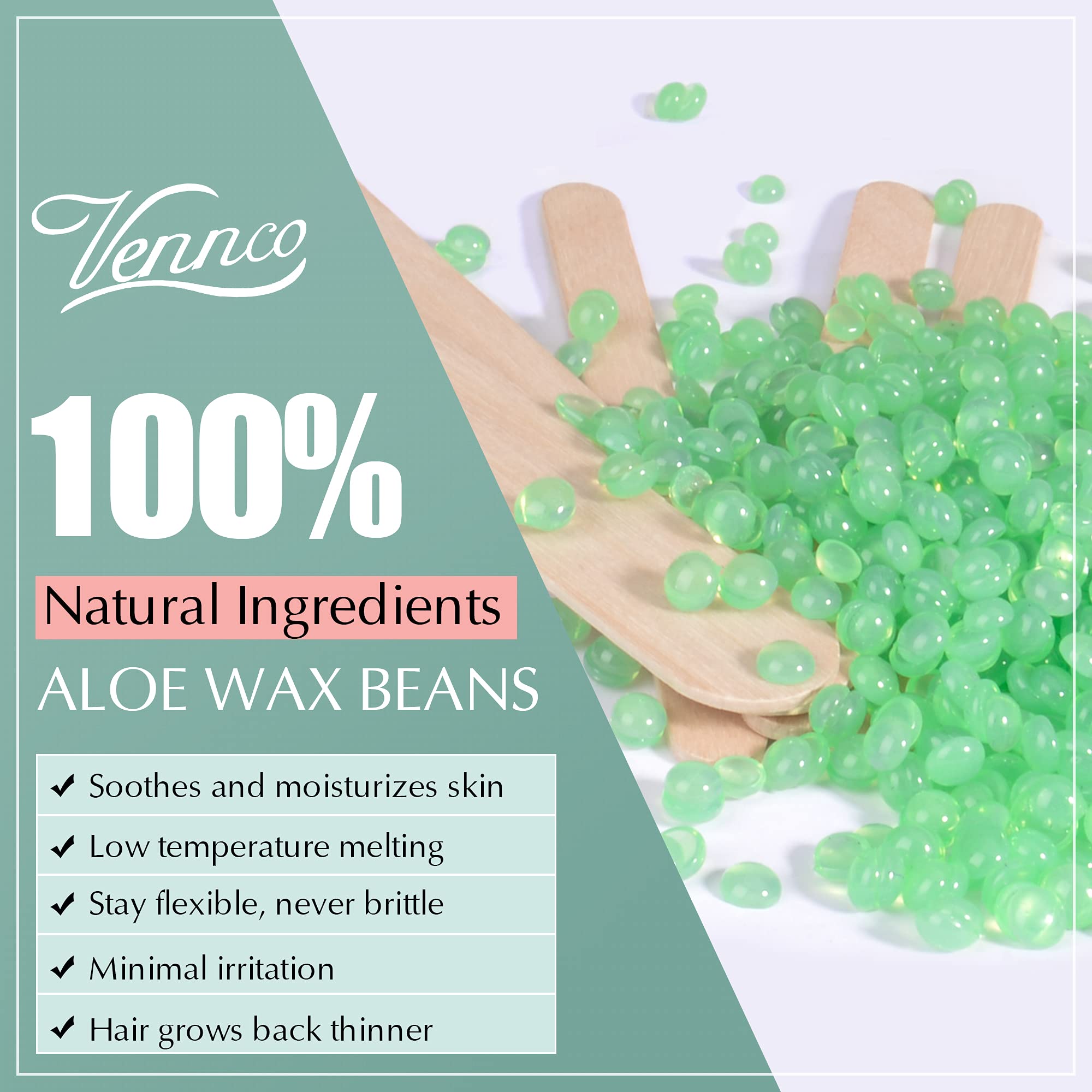 2.5lb Aloe Wax Beads - Hard Wax Beans for Coarse Hair Removal, Gentle Large Refill for Wax Warmer Kit, At-Home & Professional Smooth Waxing for Sensitive Skin Brazilian Bikini Face Eyebrow Leg