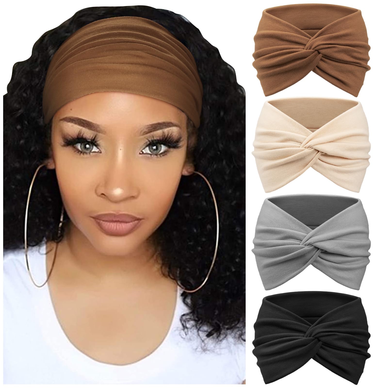 Photo 1 of *MISSING PARTS - Missing the black band*
DRESHOW 4 Pack Turban Headbands for Women Wide Vintage Head Wraps Knotted Cute Hair Band Accessories