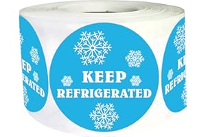 wootile Keep Refrigerated Stickers Waterproof 1.5 Inch Fluorescent Round Dots Blue Keep REFRIGERATED Food Packaging Warning Labels for Pharmacy, Drug Stores,Warning Labels,Health clinics,Drink 500Pcs