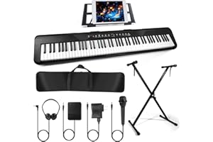 QEREWF 88 Key Digital Piano, Electronic Keyboard Piano with Music Stand, Power Supply, Sustain Pedal, Stand, Bluetooth, MIDI, for Beginner Professional at Home, Stage