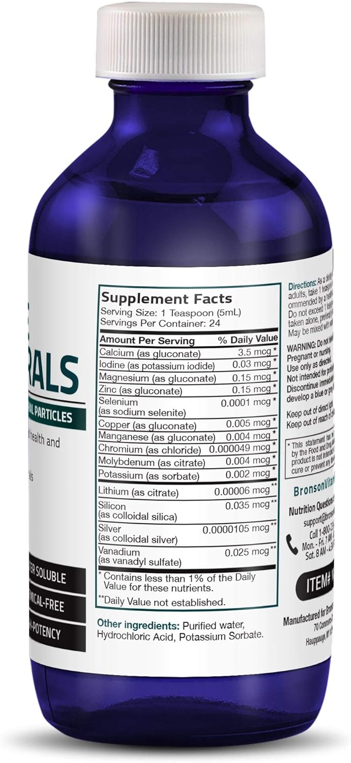 Bronson Colloidal Trace Minerals High Potency Chemical Free Microscopic Essential Mineral Particles, 4 fl. oz.: Health & Personal Care