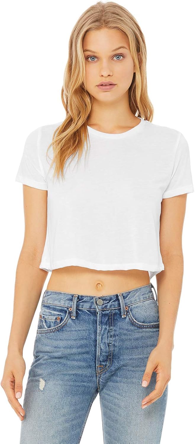 Bella + Canvas - Women’s Flowy Cropped Tee - 8882 - L - White
