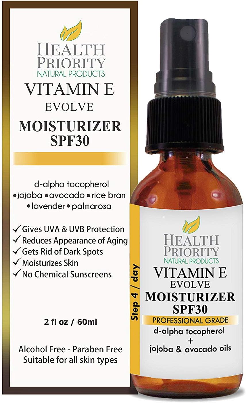 Natural Vitamin E Moisturizer + SPF 30. Daily non-greasy moisturizing sunscreen perfect for face and under makeup. Chemical & paraben free mineral sunblock lotion safe for baby & kids-hydrating facial