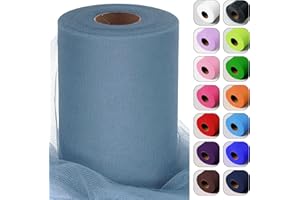 LUCEINVITA Dusty Blue Tulle Fabric Roll 6 Inch by 100 Yards (300 feet) Sheer Netting Spool for Tutu Skirt Gift Wrapping Wedding Baby Shower Party Decorations DIY Crafts
