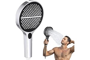 VortexRain XL Wide-Coverage 4-Mode Handheld Shower Head, Anti Rust ABS+Silicone Design, Easy Installation (Sliver,Single Spra